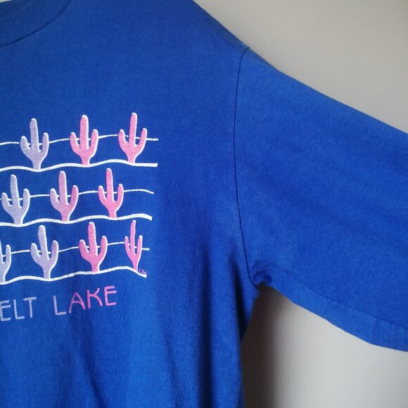 80s vintage cactus gradient print long sleeve souvenir t-shirt Roosevelt Lake - Picture 3 of 9